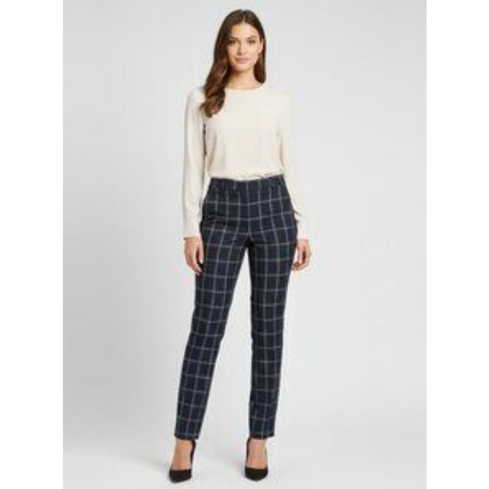 Banana Republic Martin Fit Charcoal Plaid Lightweight Wool Pants Careerwear Sz 4